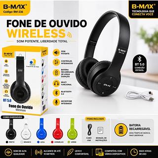 Fone De Ouvido Sem Fio Bluetooth P47/st3 Cartãosd E Radio Fm