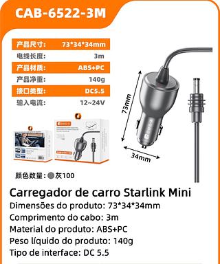 Carregador Para Starlink Mini Cabo De Alimentação 12V-24V Adaptador DC PD—3M