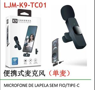 Microfone Lapela Sem Fio Profissional Antiruido Tipo C K9