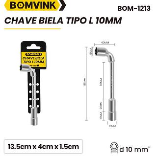 ￼Chave Biela Tipo L De 10mm Vazada Com Furo Passante