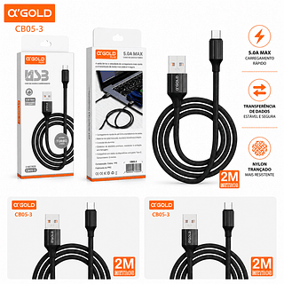 Cabo Tipo C Usb Carregador Ultra Rápido 2 metros Resistente Turbo 5.0A