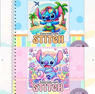 Livro de colorir STITCH-50 imagens, capa mole holográfica, formato A5 120g