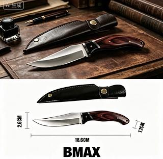 18.6CM Faca De Caça Grande Churrasco Modelo Luxo Fulltang Inox—BMAX
