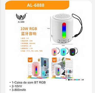 Caixa de Som Bluetooth com LED RGB 10w- AL-6888