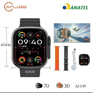 ￼2024 Novo Watch 10 Ultra 2 Series 9 Resposta Ao Gesto Smart Watch Carregador Sem Fio À Prova D'água com dois pulseiras