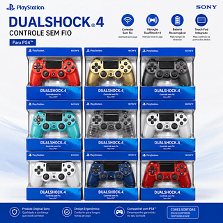 Controle joystick sem fio Sony PlayStation Dualshock 4