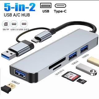 ￼Divisor USB 5 Em 2 5 Gbps Transmissão De Alta Velocidade Tipo C Para OTG HUB 3.0 Dock Station Adaptador Acessórios De Co