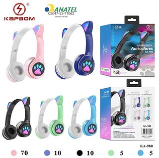 Fone De Ouvido Gatinho Led Colorido Rgb Bluetooth E Radio Fm