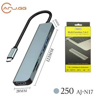 ￼Adaptador Multifuncional Tipo-C 7 Em 1 Celular e Notebook hub 3.0