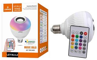 Lampada Bluetooth Com Led Rgb Música 12w + Controle Remoto