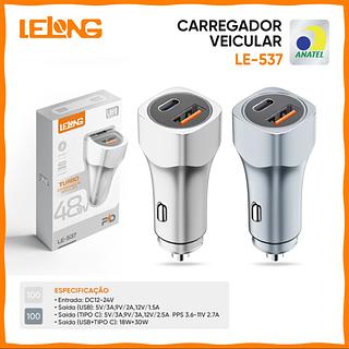 Carregador Veicular Turbo Fast Charger Pd 60w Duplo Usb-c e usb