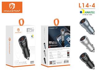 Fonte Carregador carro USB + Tipo-c 87.5W Hmaston