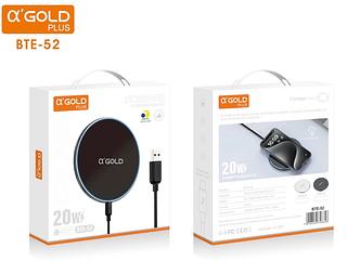 Carregador Indução Wireless α Gold Plus BTE-52 20W Fast Charge Compatível iPhone e Android