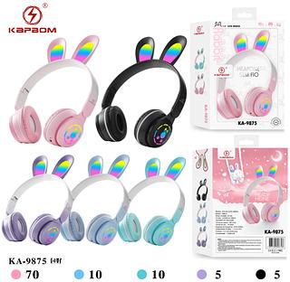 Fone de Ouvido Bluetooth 5.3 Sem Fio Com Redução de Ruído Orelhas de Coelho Led Rgb