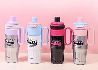 ￼Copo térmico com Canudo de Inox 890ml Com Alça Isolamento Térmico Academia com tampa 2 funções