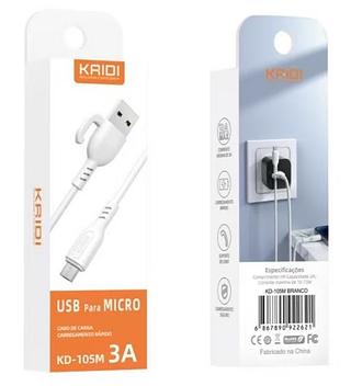 Cabo Usb V8，Kaidi Branco 1 Metro 3.0a Branco