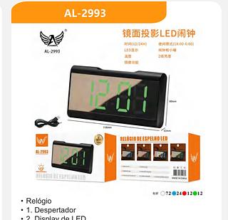 ￼Relógio de Mesa LED Multifuncional: Hora, Data e Temperatura Espelho Digital Despertador