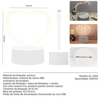 LÂMPADA DE MESA CORAÇÃO ，3D sensível ao toque