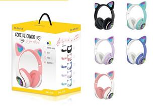 ￼Fone De Ouvido Bluetooth Orelha Gatinho Infantil Led Sem Fio