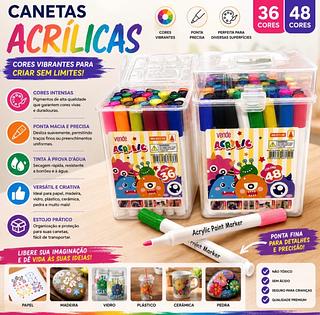 kit48 Caneta Colorida Ponta Conjunto Estojo Escolar Marcador /Marcador acrílico