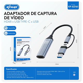 Adaptador Captura Vídeo Hdmi P/usb-c Monitor Dvr—KNUP