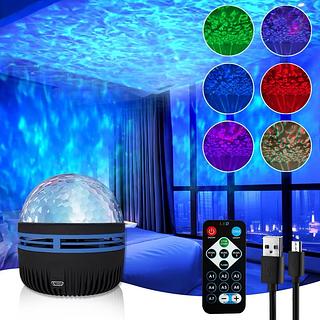 ￼Lâmpada Conjunto LED Water Pattern Starry Sky Luz de Projeção RGB USB Romântica para Dia dos Namorados e Férias