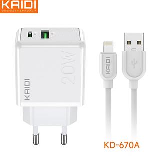 Carregador Duplo Rápido Turbo 20w Kaidi Usb + Usb-c Pd Qc para iphone
