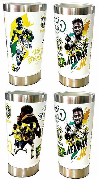 Copo temica 473ml Envio apenas estampa e Neymar Brasil com tampa