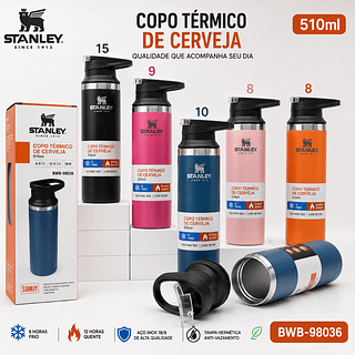 Garrafa Térmica Aço Inox a Vácuo 510ML—Marca Stanley
