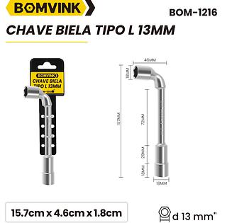 ￼Chave Biela Tipo L De 13mm Vazada Com Furo Passante