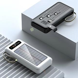 20000mah Carregador Portátil Power Bank Solar 5 Em1 LED lanterna COM Saida 4 Cabos