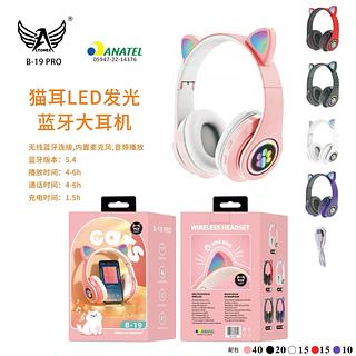Fone Headset Rgb Bluethooth De Gatinho Premium Collection