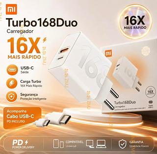 Carregador 168w Turbo Para Xiaomi Redmi Moto Samsung dois saida Tipo-c + USB