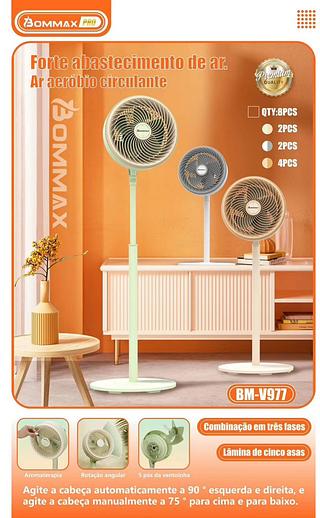 Ventilador forte abastecimento de ar Lâminas de 5 asas Combinação de 3 fases，ajustável—110V