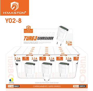 Fonte De Carregador H'maston Pro Y02-8 Turbo Duas Porta Usb 3.1a