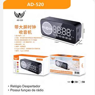 Mini Caixa de Som Bluetooth Com Relógio Despertador Altomex AD-520