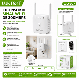 ￼Repetidor e Roteador Wifi 2 Antenas Amplificador De Sinal 300Mbps 2.4G