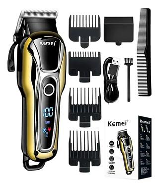 Maquina De Cortar Cabelo Sem Fio Turbo Profissional Kemei