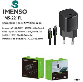 Carregador Turbo Entrada Tipo C para Android e Iphone—IMENSO