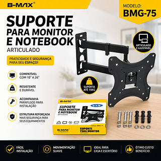 Suporte tv Tri Articulado Para Tvs De ''10 -26' Ate 35kg