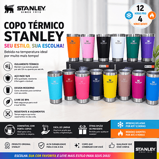 Copo 473ml Termico Aço Inox Com Tampa E Abridor com marca stanley