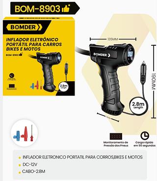 Bomba Compressor De Ar 120w Digital Carro Moto Bicicleta-LKD-212