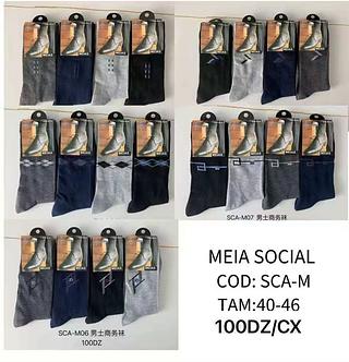 Kit Com 12 Pares Meias Masculina Social Cano Longo 40–46