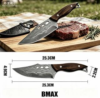 25.3CM Faca De Caça Grande Churrasco Modelo Luxo Fulltang Inox—BMAX