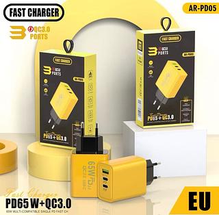 ￼3 Portas , Carregamento 65W Rápido QC3.0-Cabo De Dados Tipo C De Cabeça Dupla-Acessórios Universais Para Telefone-Adaptador