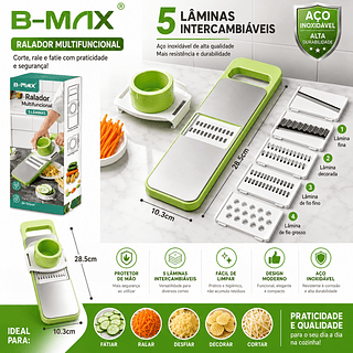 ￼Cortador 5 em 1 Ralador Fatiador de Alimentos Legumes com 5 Láminas BEST