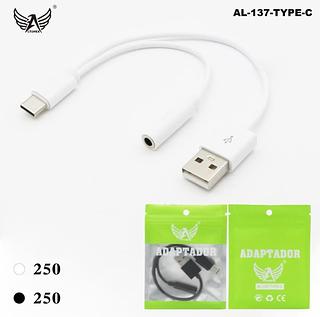 Adaptador Duplo 2 em 1 (Fone e Carregador) para Tipo-C e p2 femia