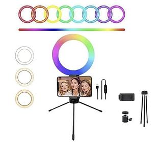 Ring Light Led Iluminador De 6 Polegadas 16cm Rgb Para Mesa