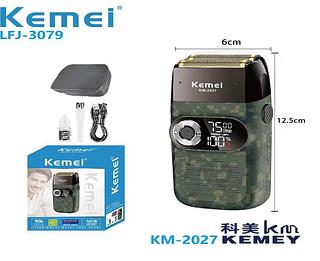 ￼Barbeador Elétrico Shaver Kemei Km-2027 Bivolt Profissional Cor Verde-escuro 110v/220v