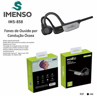 Fone de Ouvido Bluetooth 5.3 Sem Fio IMS-858 de Condução Óssea, IPX5 Impermeável